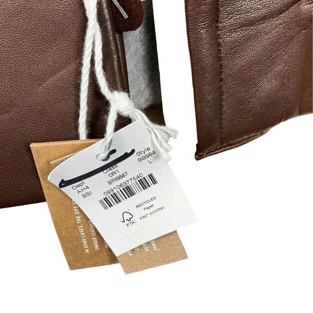 J Crew Gloves Mens L Brown Leather Cashmere Lined Touchscreen Wool Classic BB984